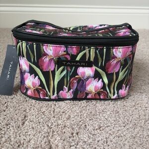 Tahari Medium Train Travel Cosmetic Case Floral Makeup Bag